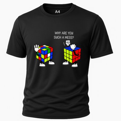 Why Are You Such A Mess Funny Speed Cubing Cooling Performance Crew T-Shirt