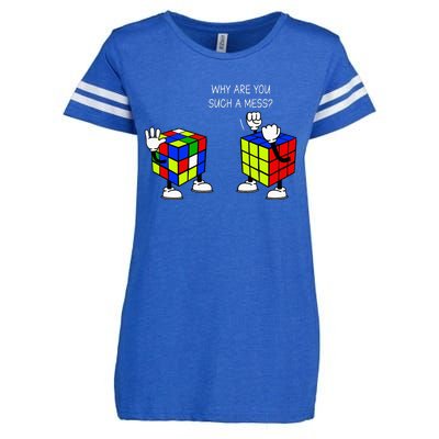 Why Are You Such A Mess Funny Speed Cubing Enza Ladies Jersey Football T-Shirt