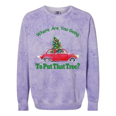 Where Are You Going To Put That Tree Christmas Humor Meme Gift Colorblast Crewneck Sweatshirt