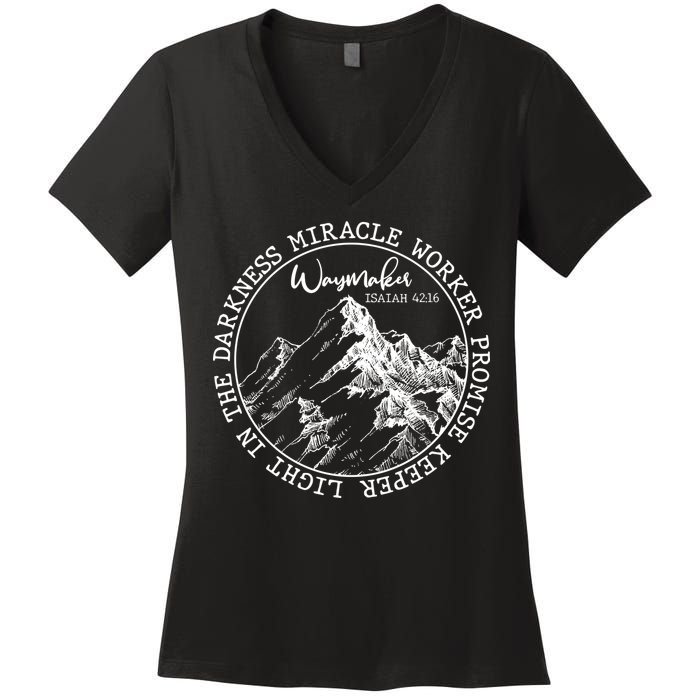 Waymaker Isaiah 42:16 Nature Mountains Women's V-Neck T-Shirt