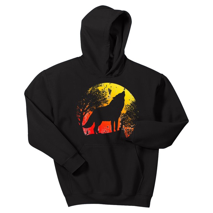 Wild Animal Zoo Keeper Gift Idea Retro Wolf Kids Hoodie