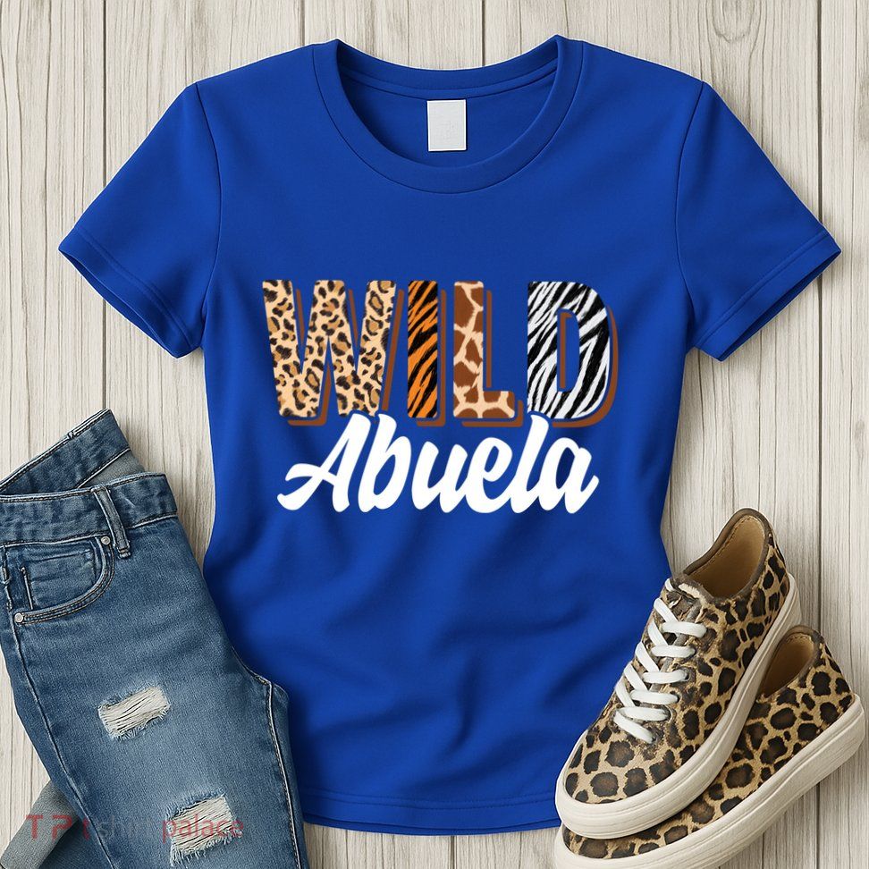 Wild Abuela Zoo Born Two Be Wild Bgiftday Safari Jungle Animal Gift Womens T-Shirt