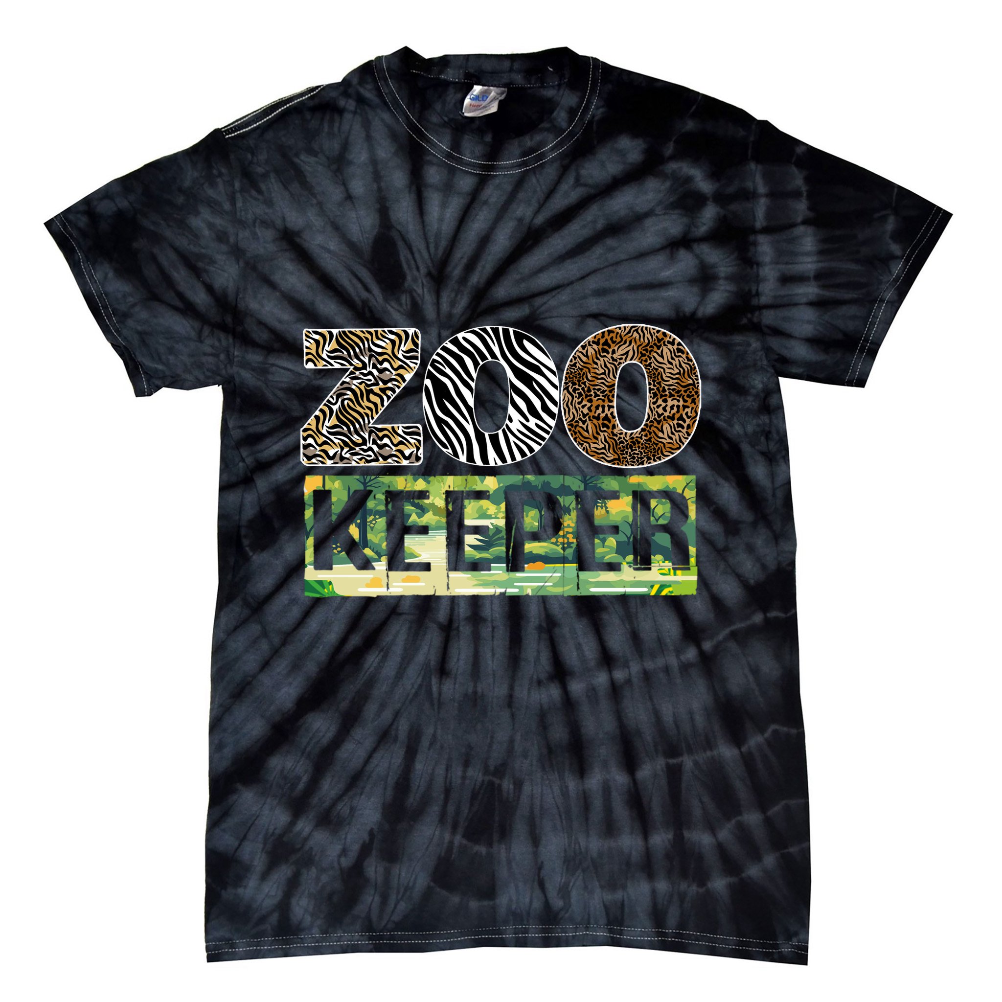 Wildlife Animals Zoo Keeper Graphic Tie-Dye T-Shirt