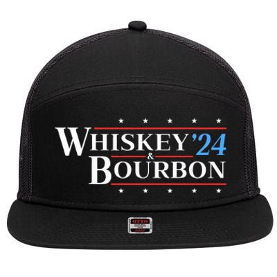 Whiskey & Bourbon 24 Funny Drinking Alcohol Election 2024 7 Panel Mesh Trucker Snapback Hat