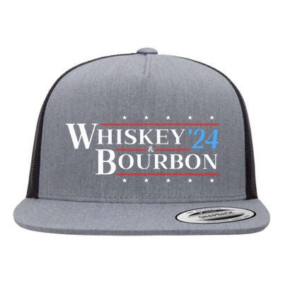 Whiskey & Bourbon 24 Funny Drinking Alcohol Election 2024 Flat Bill Trucker Hat