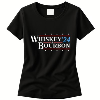 Whiskey & Bourbon 24 Funny Drinking Alcohol Election 2024 Womens T-Shirt