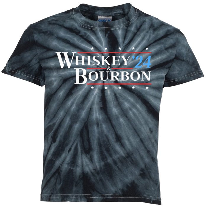 Whiskey & Bourbon 24 Funny Drinking Alcohol Election 2024 Kids Tie-Dye T-Shirt