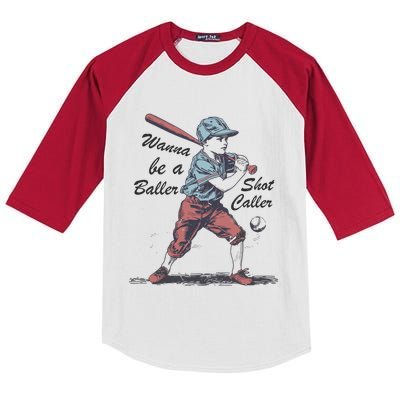 Wanna Be A Baller Shot Caller Kids Colorblock Raglan Jersey