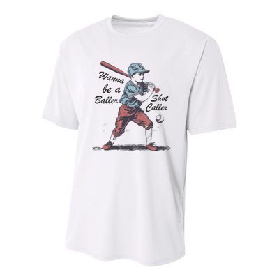 Wanna Be A Baller Shot Caller Youth Performance Sprint T-Shirt