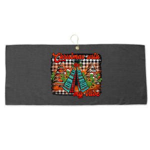 Western Boho Aztec Cowhide Red Plaid Christmas With My Tribe Gift Large Microfiber Waffle Golf Towel