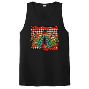 Western Boho Aztec Cowhide Red Plaid Christmas With My Tribe Gift PosiCharge Competitor Tank