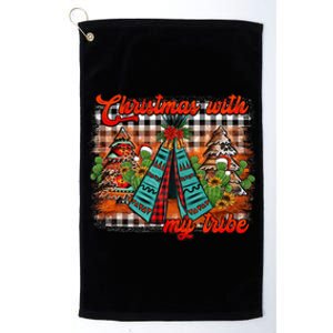 Western Boho Aztec Cowhide Red Plaid Christmas With My Tribe Gift Platinum Collection Golf Towel