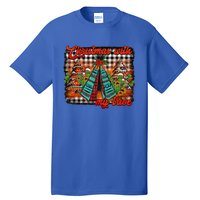 Western Boho Aztec Cowhide Red Plaid Christmas With My Tribe Gift Tall T-Shirt