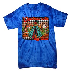 Western Boho Aztec Cowhide Red Plaid Christmas With My Tribe Gift Tie-Dye T-Shirt