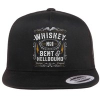 Whiskey Bent And Hellbound Country Music Biker Bourbon Gift Flat Bill Trucker Hat