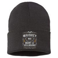 Whiskey Bent And Hellbound Country Music Biker Bourbon Gift Sustainable Knit Beanie