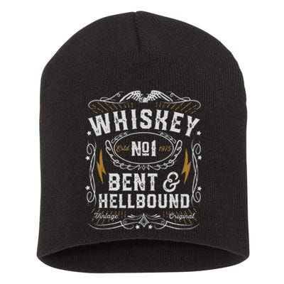 Whiskey Bent And Hellbound Country Music Biker Bourbon Gift Short Acrylic Beanie