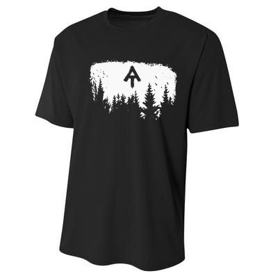 White Blaze Appalachian AT Trail Minimalist Pine Tree Hike Performance Sprint T-Shirt