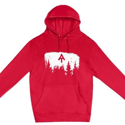 White Blaze Appalachian AT Trail Minimalist Pine Tree Hike Premium Pullover Hoodie