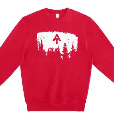 White Blaze Appalachian AT Trail Minimalist Pine Tree Hike Premium Crewneck Sweatshirt