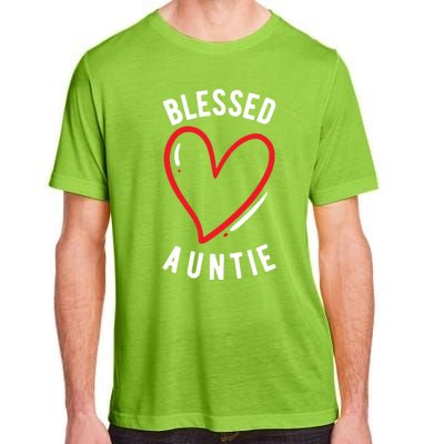 Wo Blessed Auntie Cute Love Heart Aunt Reveal Vibes Gift Adult ChromaSoft Performance T-Shirt