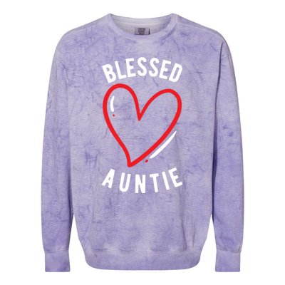 Wo Blessed Auntie Cute Love Heart Aunt Reveal Vibes Gift Colorblast Crewneck Sweatshirt