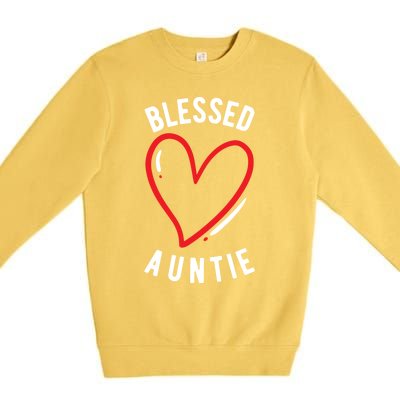 Wo Blessed Auntie Cute Love Heart Aunt Reveal Vibes Gift Premium Crewneck Sweatshirt