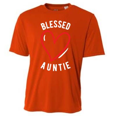 Wo Blessed Auntie Cute Love Heart Aunt Reveal Vibes Gift Cooling Performance Crew T-Shirt