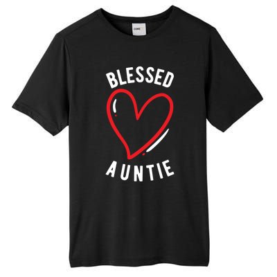 Wo Blessed Auntie Cute Love Heart Aunt Reveal Vibes Gift Tall Fusion ChromaSoft Performance T-Shirt