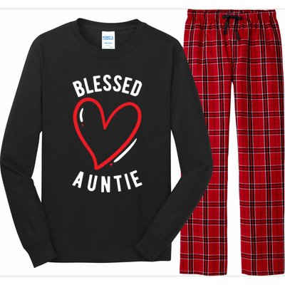 Wo Blessed Auntie Cute Love Heart Aunt Reveal Vibes Gift Long Sleeve Pajama Set