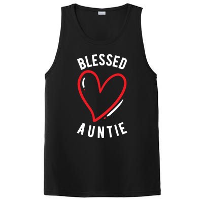 Wo Blessed Auntie Cute Love Heart Aunt Reveal Vibes Gift PosiCharge Competitor Tank