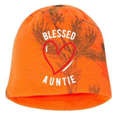 Wo Blessed Auntie Cute Love Heart Aunt Reveal Vibes Gift Kati - Camo Knit Beanie