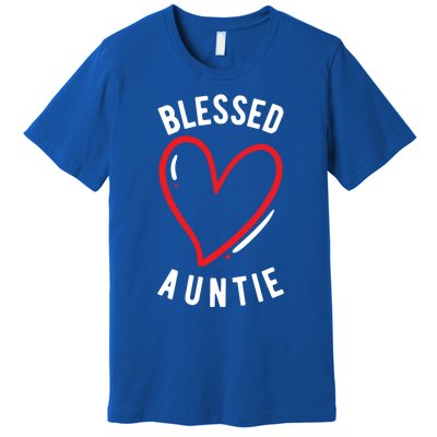 Wo Blessed Auntie Cute Love Heart Aunt Reveal Vibes Gift Premium T-Shirt