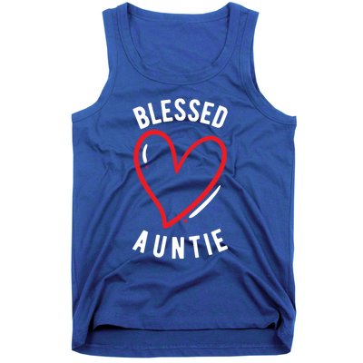 Wo Blessed Auntie Cute Love Heart Aunt Reveal Vibes Gift Tank Top