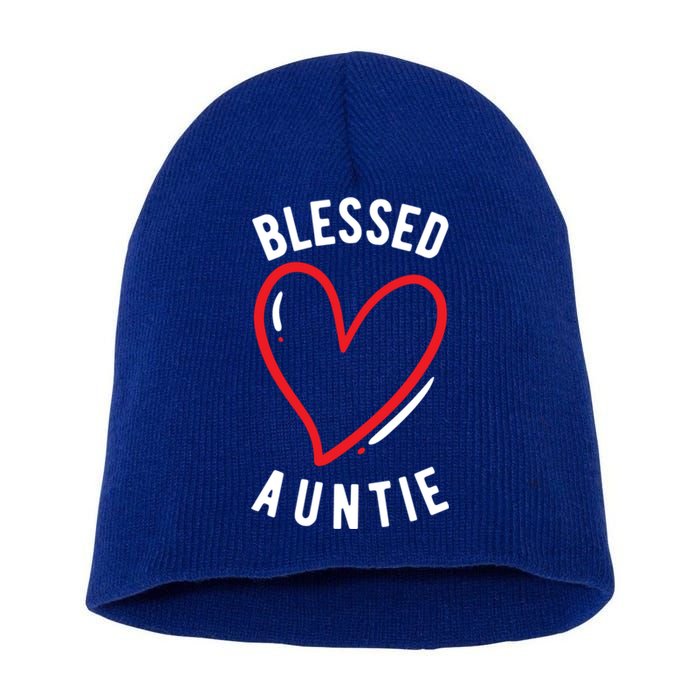 Wo Blessed Auntie Cute Love Heart Aunt Reveal Vibes Gift Short Acrylic Beanie