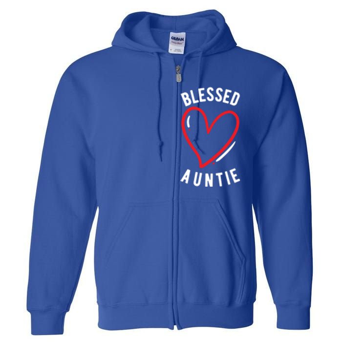 Wo Blessed Auntie Cute Love Heart Aunt Reveal Vibes Gift Full Zip Hoodie