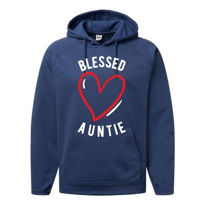 Wo Blessed Auntie Cute Love Heart Aunt Reveal Vibes Gift Performance Fleece Hoodie