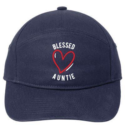 Wo Blessed Auntie Cute Love Heart Aunt Reveal Vibes Gift 7-Panel Snapback Hat