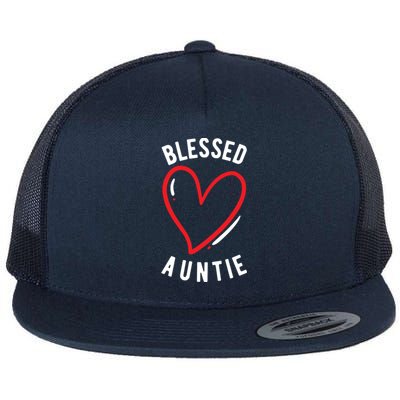 Wo Blessed Auntie Cute Love Heart Aunt Reveal Vibes Gift Flat Bill Trucker Hat