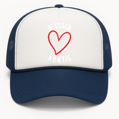 Wo Blessed Auntie Cute Love Heart Aunt Reveal Vibes Gift Trucker Hat