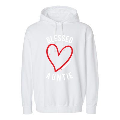 Wo Blessed Auntie Cute Love Heart Aunt Reveal Vibes Gift Garment-Dyed Fleece Hoodie