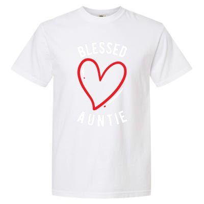 Wo Blessed Auntie Cute Love Heart Aunt Reveal Vibes Gift Garment-Dyed Heavyweight T-Shirt