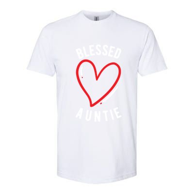 Wo Blessed Auntie Cute Love Heart Aunt Reveal Vibes Gift Softstyle CVC T-Shirt