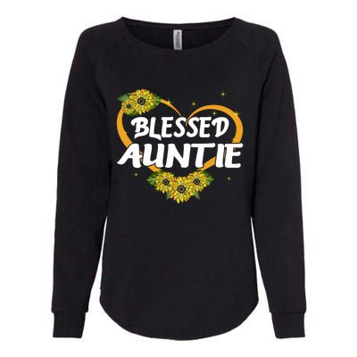 Wo Blessed Auntie Sunflower Cute Gift Mothers Day Gift Womens California Wash Sweatshirt