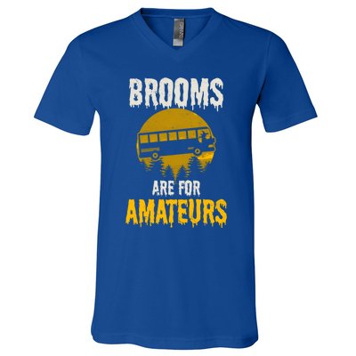 Witch Brooms Are For Amateurs Design Halloween Bus Driver Gift V-Neck T-Shirt