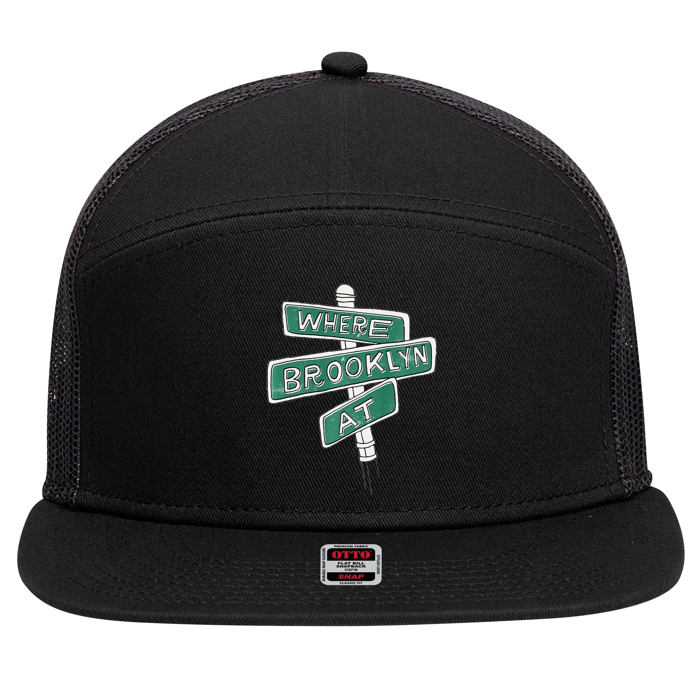 Where Brooklyn At 7 Panel Mesh Trucker Snapback Hat