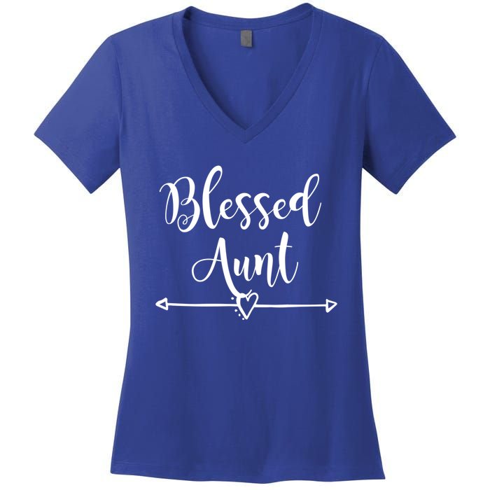 Wo Blessed Aunt Cute Aunt Vibes For Best Auntie Gift Women's V-Neck T-Shirt