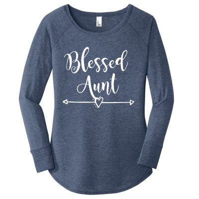 Wo Blessed Aunt Cute Aunt Vibes For Best Auntie Gift Women's Perfect Tri Tunic Long Sleeve Shirt