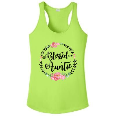 Wo Blessed Auntie Cute Flower Auntie Gift Ladies PosiCharge Competitor Racerback Tank