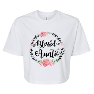 Wo Blessed Auntie Cute Flower Auntie Gift Bella+Canvas Jersey Crop Tee